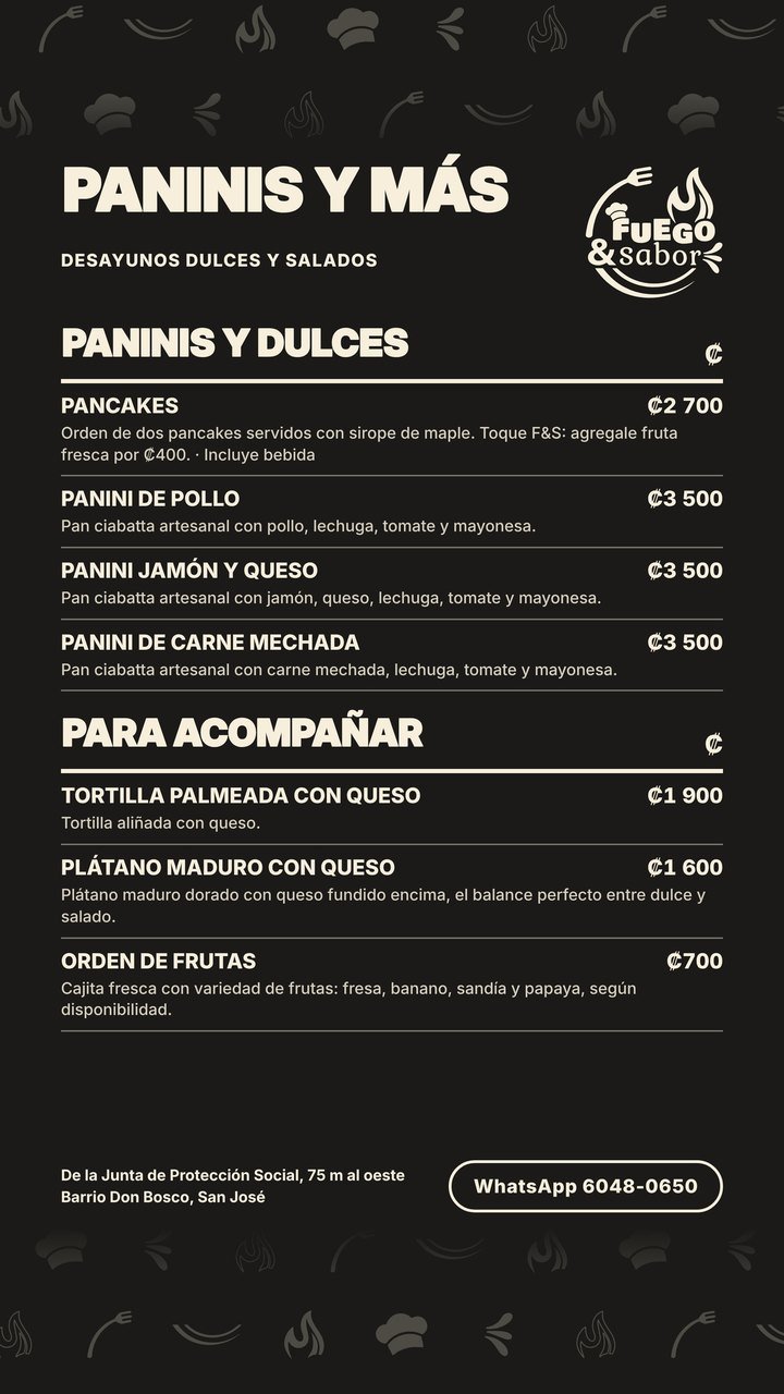 Menú Fuego & Sabor, página 3: Paninis y más