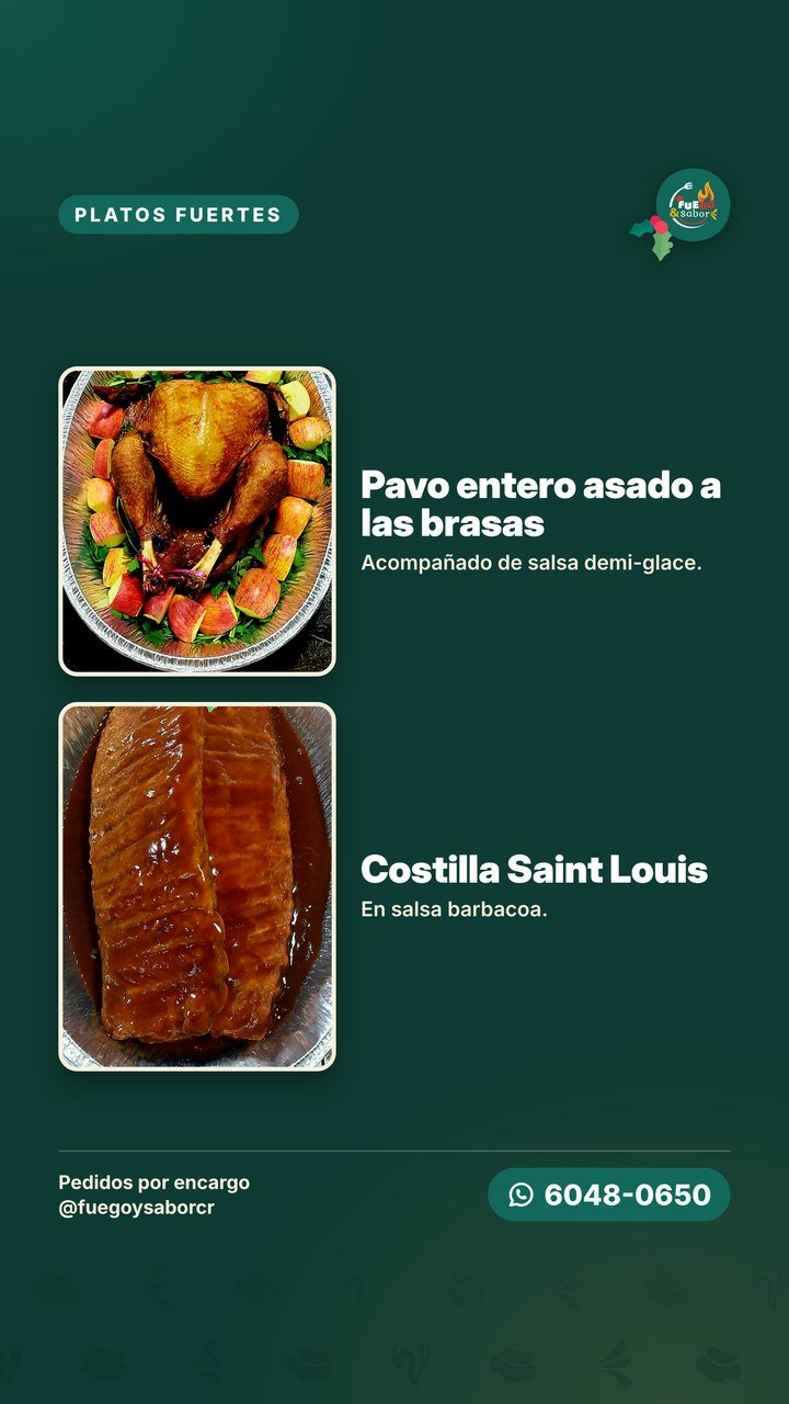 Menú de cenas navideñas Fuego & Sabor, página 3: Pavo y costilla